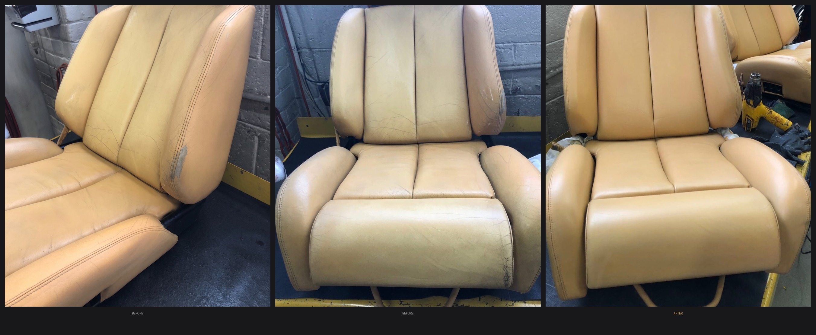 Before and after automotive leather seat restoration