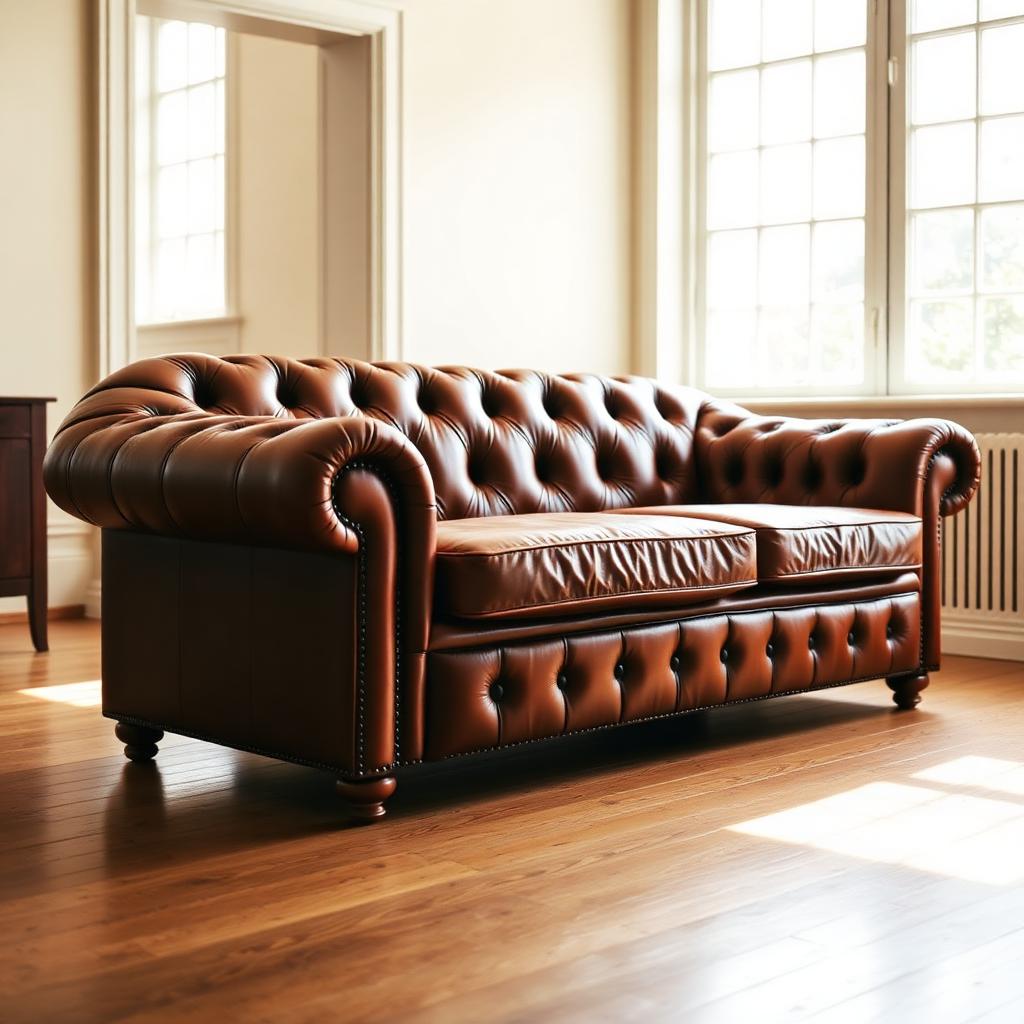 Restored chesterfield leather sofa